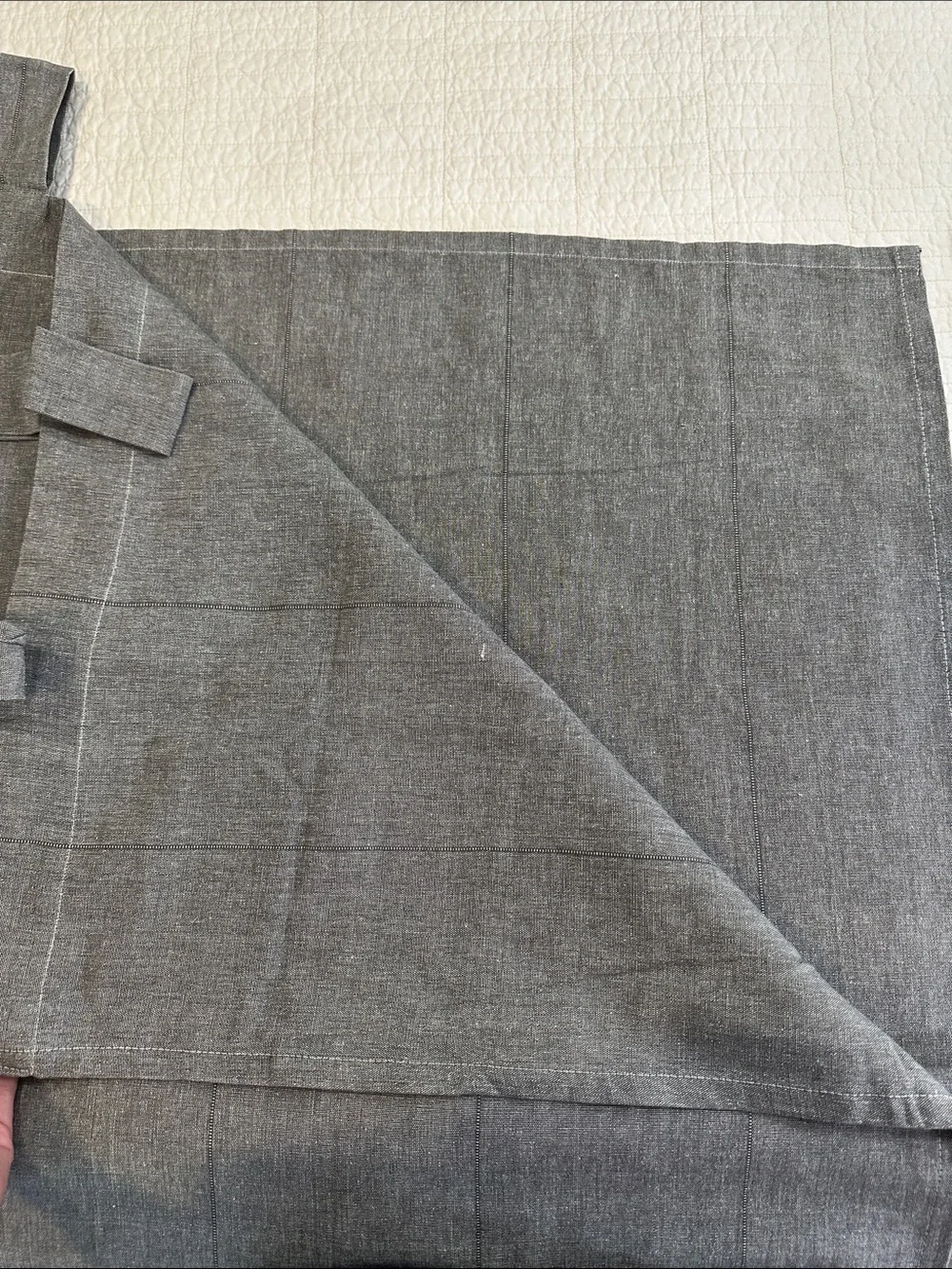 100% Gray Tab-Top Window Curtain 55x98 Panels set of 2 Cotton Ikea Lenda